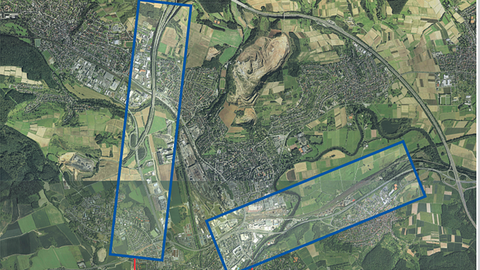 Übersicht Vorabmaßnahmen Übersicht Vorabmaßnahmen, dargestellt auf einer Luftaufnahme/Landkarte